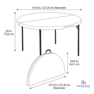 Dimension table pliante ronde