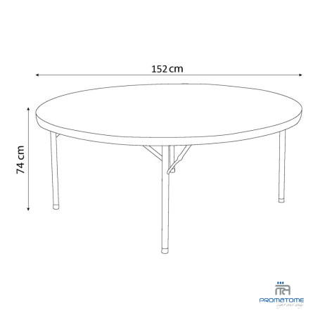 Dimension table pliante HDPE 152cm