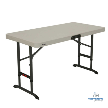 Table Pliante Rectangulaire 122 x 61 cm, Hauteur Ajustable, HDPE beige
