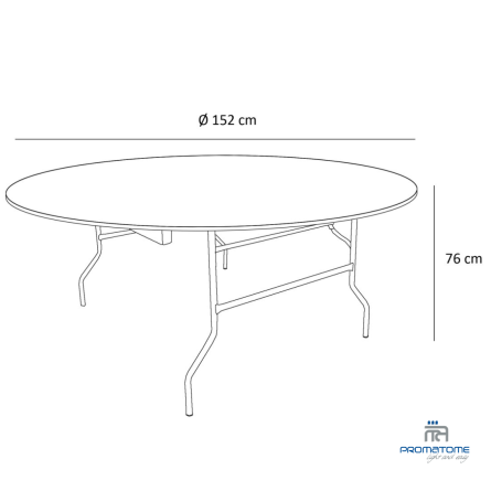 Dimension table plywood ronde 152 cm