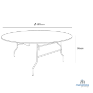 Dimension table plywood ronde 183 cm