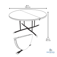 Dimension table pliante ronde 152 cm