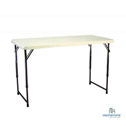 Table Pliante Mallette Hauteur Ajustable, 122 x 61 cm, HDPE blanc
