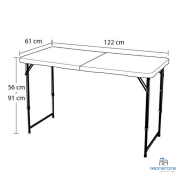 Dimension table pliante en Mallette 122 x 61 cm