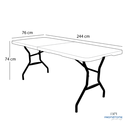 Dimension table pliante en Mallette 244 x 76 cm