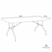 Dimension table pliante banquet 200 x 90 cm HDPE blanc