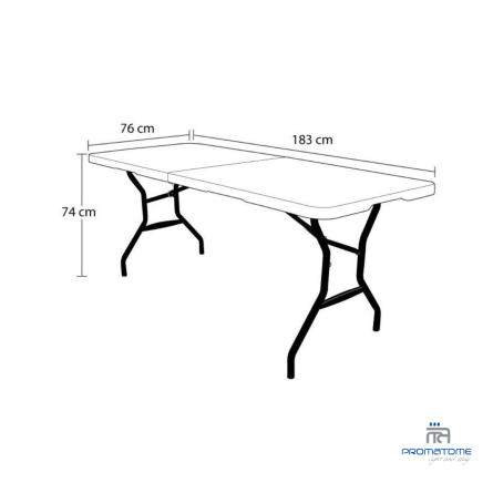 Dimension table pliante en deux