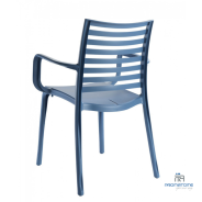 chaise polypropylène à latte et accoudoirs Bleu Denim