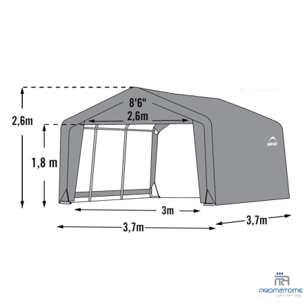 Dimension garage à outils Shelter Logic