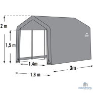Afmeting shelter 300x180x200 cm